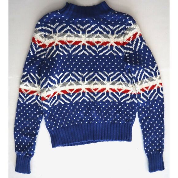 Abercrombie & Fitch Women Sz M Red/White/Blue Snowflake Crewneck Knit Sweater - Picture 2 of 5